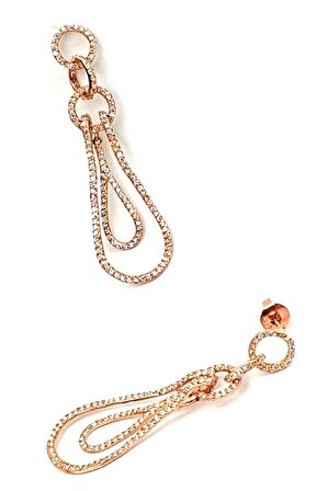 pırlanta ışıltısında zirkon taşlı gümüş rose küpe