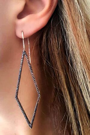 Granat taşlı gümüş rose küpe