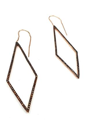 Granat taşlı gümüş rose küpe