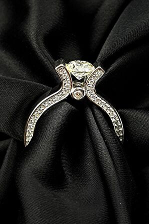 SKY DIAMOND gümüş tek taş yüzük