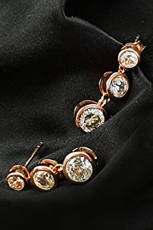 SKY DIAMOND gümüş üç taş küpe