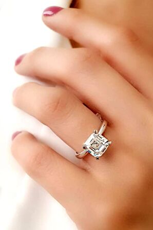 SKY DIAMOND gümüş rose altın kaplama tek taş yüzük