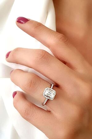 SKY DIAMOND gümüş tek taş yüzük