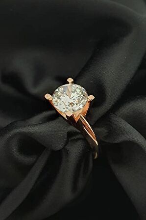 SKY DIAMOND gümüş rose altın kaplama tek taş yüzük 