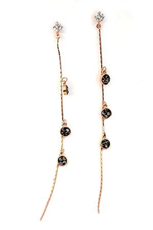 Swarovski taşlı gümüş rose küpe