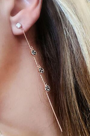 Swarovski taşlı gümüş rose küpe