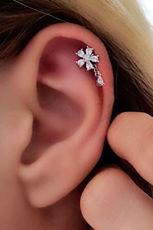 Çicek figürlü 316L anti alerjik cerrahi celik helix kikirdak piercing