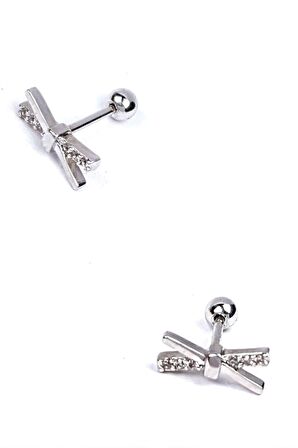 Zirkon taş detayli 316L anti alerjik cerrahi celik tragus veya kikirdak helix piercing