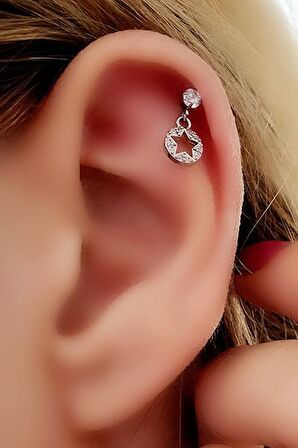 Yıldız figürlü sallantılı 316L anti alerjik cerrahi çelik helix kikirdak piercing