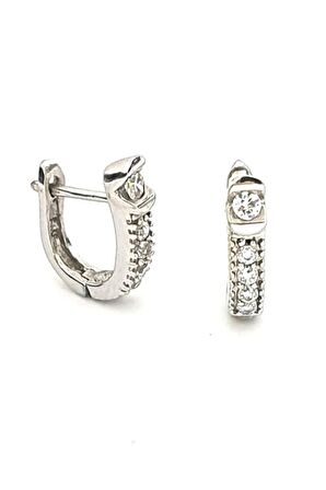 Zirkon taşlı modern gümüş küpe