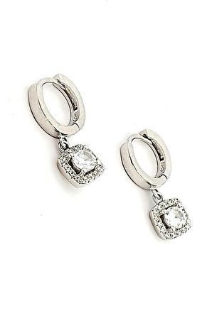 Pırlanta ışıltısında swarovski taşlı gümüş sallantili halka küpe 1cm