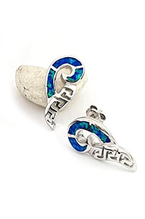 opal taşlı gümüş tasarım küpe 