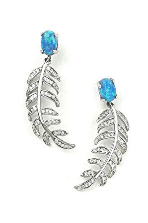 Opal taşlı gümüş küpe