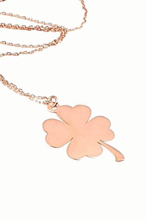 yonca figürlü gümüş rose plaka kolye