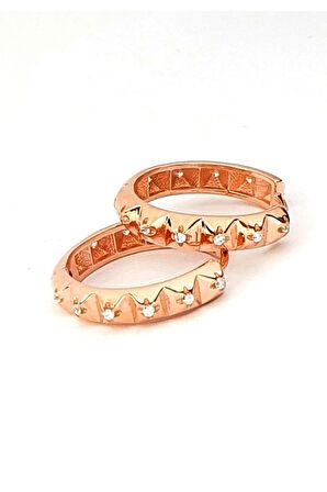 Zirkon taşlı gümüş rose halka küpe