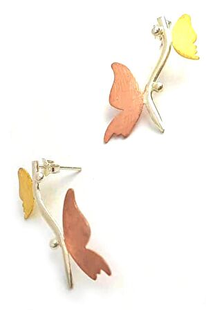 Kelebek figürlü gümüş tasarım küpe