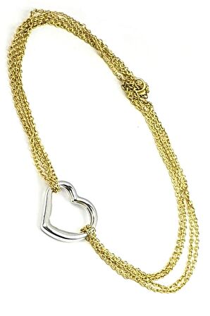 Altin işçiliği gümüş kalp bileklik