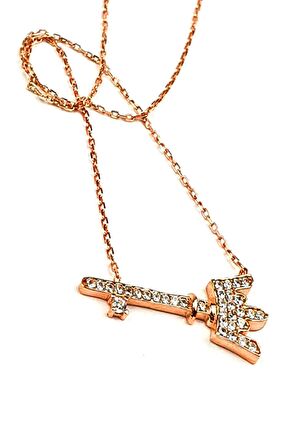 Anahtar figürlü gümüş rose kolye