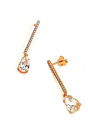 SKY DIAMOND gümüş damla rose küpe