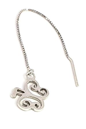 Kelebek figürlü gümüş zincir tek küpe