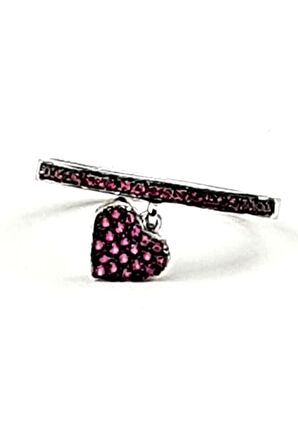 Pembe zirkon tasli kalpli gümüş yüzük