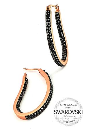 swarovski taşlı gümüş rose halka küpe