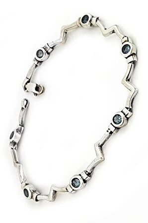 Aquamarin taşlı gümüş su yolu bileklik 