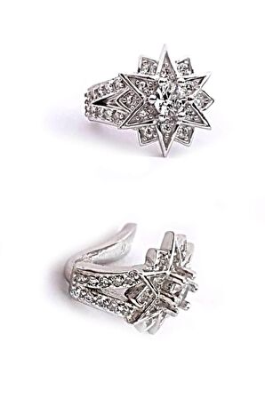 Pırlanta ışıltısında zirkon taşlı gümüş kıstırmalı kıkırdak küpesi 