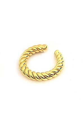 Gümüş üzerine altın kaplama burgu sıkıştırmalı kıkırdak küpesi 