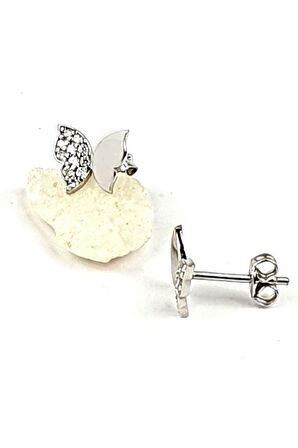 kelebek figürlü zirkon taş detaylı gümüş küpe