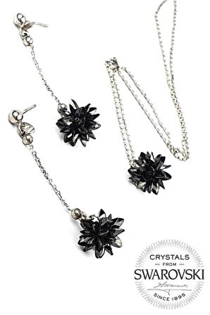 swarovski taşlı gümüş takı seti 