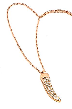 zirkon taşlı gümüş rose diş kolye 