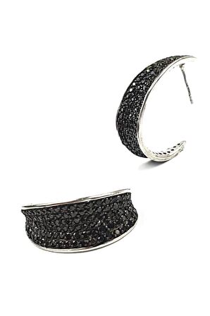 Oniks taşlı italyan tasarımı gümüş küpe 