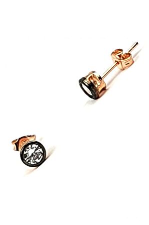 Elmas isciliginde zirkon gümüş rose tek taş küpe