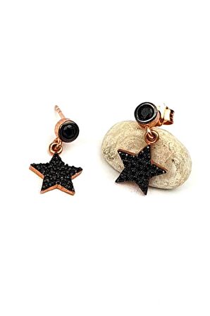 Yıldız figürlü minimal gümüş rose küpe