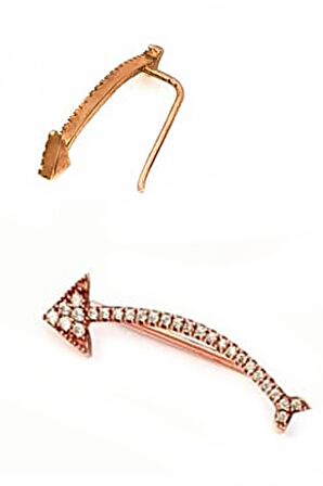 Ok figürlü gümüş rose tek earcuff küpe 