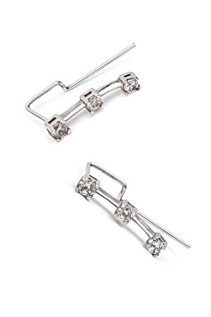 zirkon taşlı gümüş tek earcuff küpe