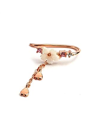 Hem earcuff hemde sıkıştırmalı kıkırdak küpesi el isi manolya gümüş rose tek küpe