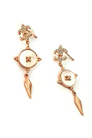 tasarım gümüş rose el isi sedef küpe