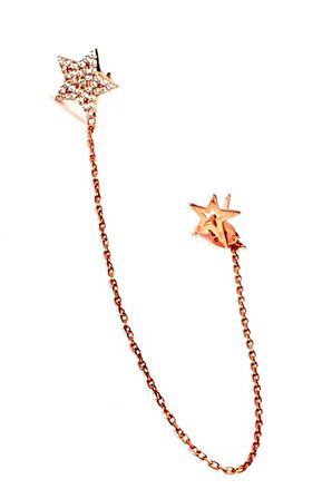 Yıldız figürlü gümüş rose zincir küpe