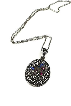 Markazit taşlı gümüş yusufçuk kolye