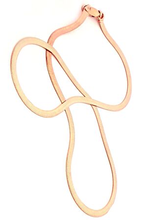 İtalyan 925 ayar gümüş rose choker yassı zincir kolye 40cm 3mm