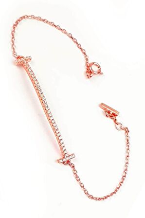 Zirkon taşlı gümüş rose bileklik 