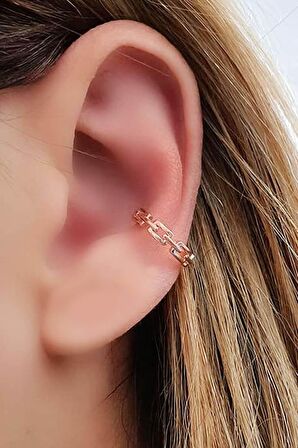 Gümüş üzerine rose  altın kaplama trend kıkırdak küpe