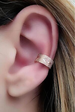 Gümüş üzerine rose altın kaplama trend kıkırdak küpe