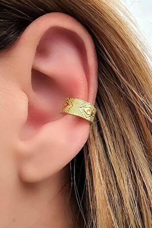 Gümüş üzerine altın kaplama trend kıkırdak küpe 