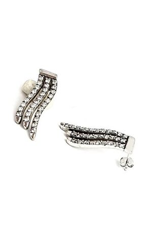 Zirkon taşlı tasarım gümüş küpe 