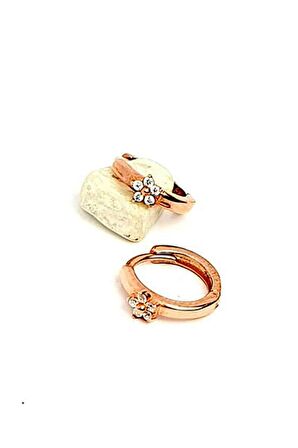 Çiçek figürlü zirkon taş detaylı gümüş cift halka küpe