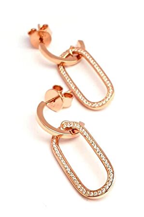 italyan tasarımı gümüş rose trend küpe 3cm