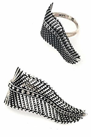 Yaprak figürlü gümüş tasarım yüzük 